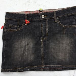 Distressed Denim mini skirt